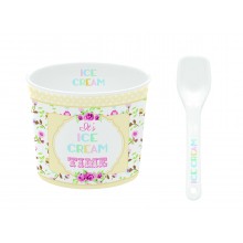 Купичка за сладолед с лъжичка жълти Ditsy Tea